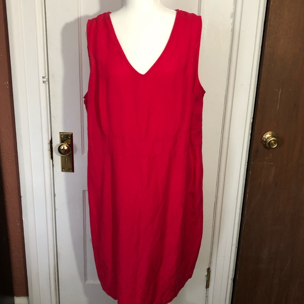 Avenue Dress Size 20 Pink Linen Rayon V Neck